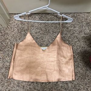Zara Trafaluc Metallic Shiny Vneck Cami Tank Top S